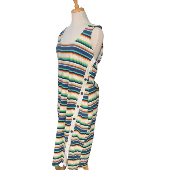 Vintage sleeveless multi color striped body con dress from Express size xl - Picture 2 of 6